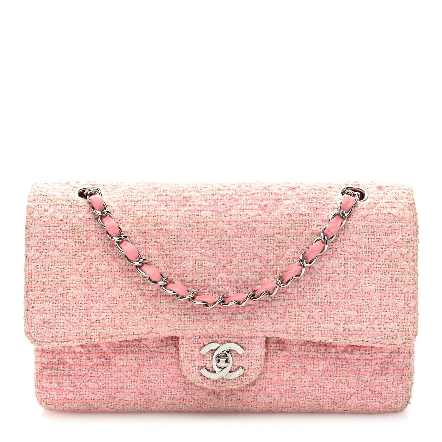 Chanel Tweed Medium Double Flap Pink 1 of 12