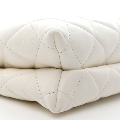 Chanel Shiny Crumpled Calfskin Quilted Clutch Bag White 8 of 9