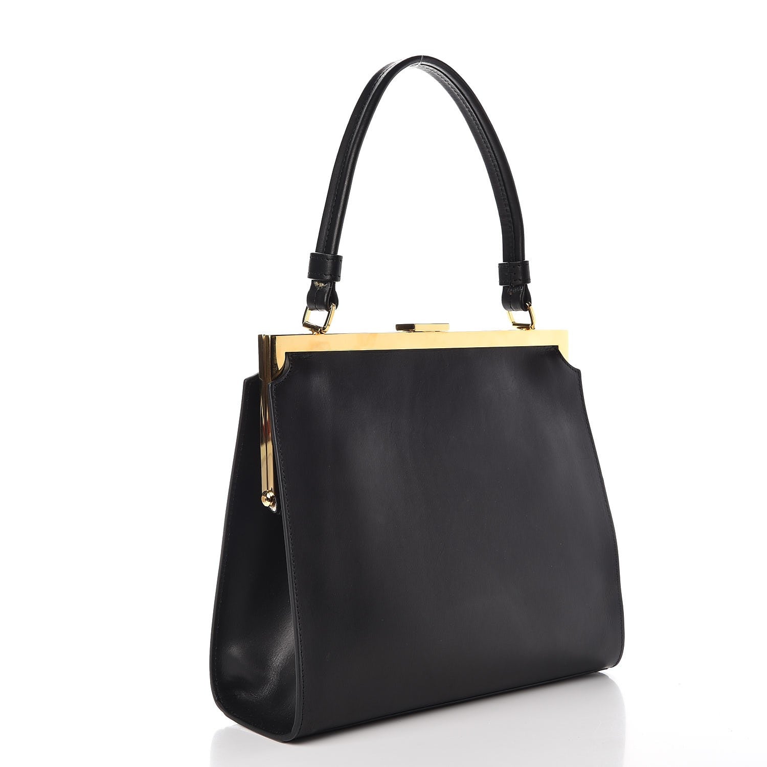 Mansur Gavriel Vegetable Tanned Calfskin Elegant Top Handle Bag Black 3 of 11