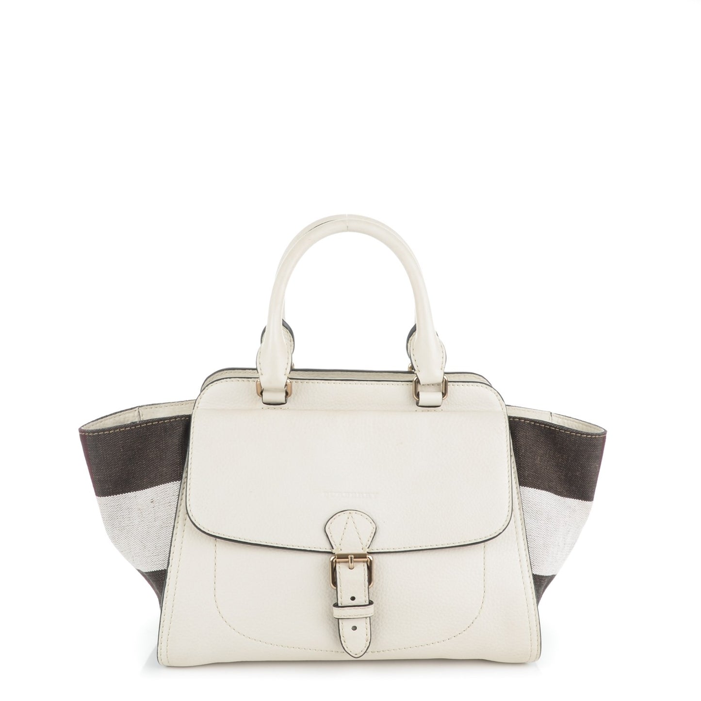 Mega Check Grained Calfskin Medium Harcourt Satchel White