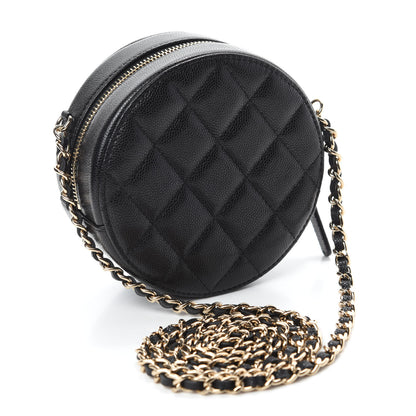 Chanel Caviar Quilted French New Wave Round Clutch With Chain Black 3 of 11