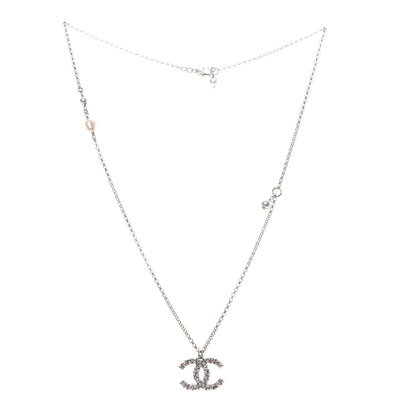 Chanel Crystal Pearl CC Pendant Necklace Gold Pink 3 of 6