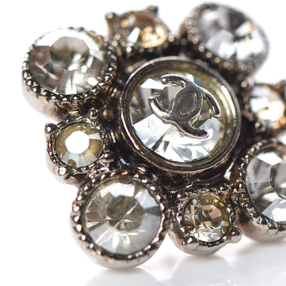 Chanel Crystal CC Flower Earrings Silver 7 of 8