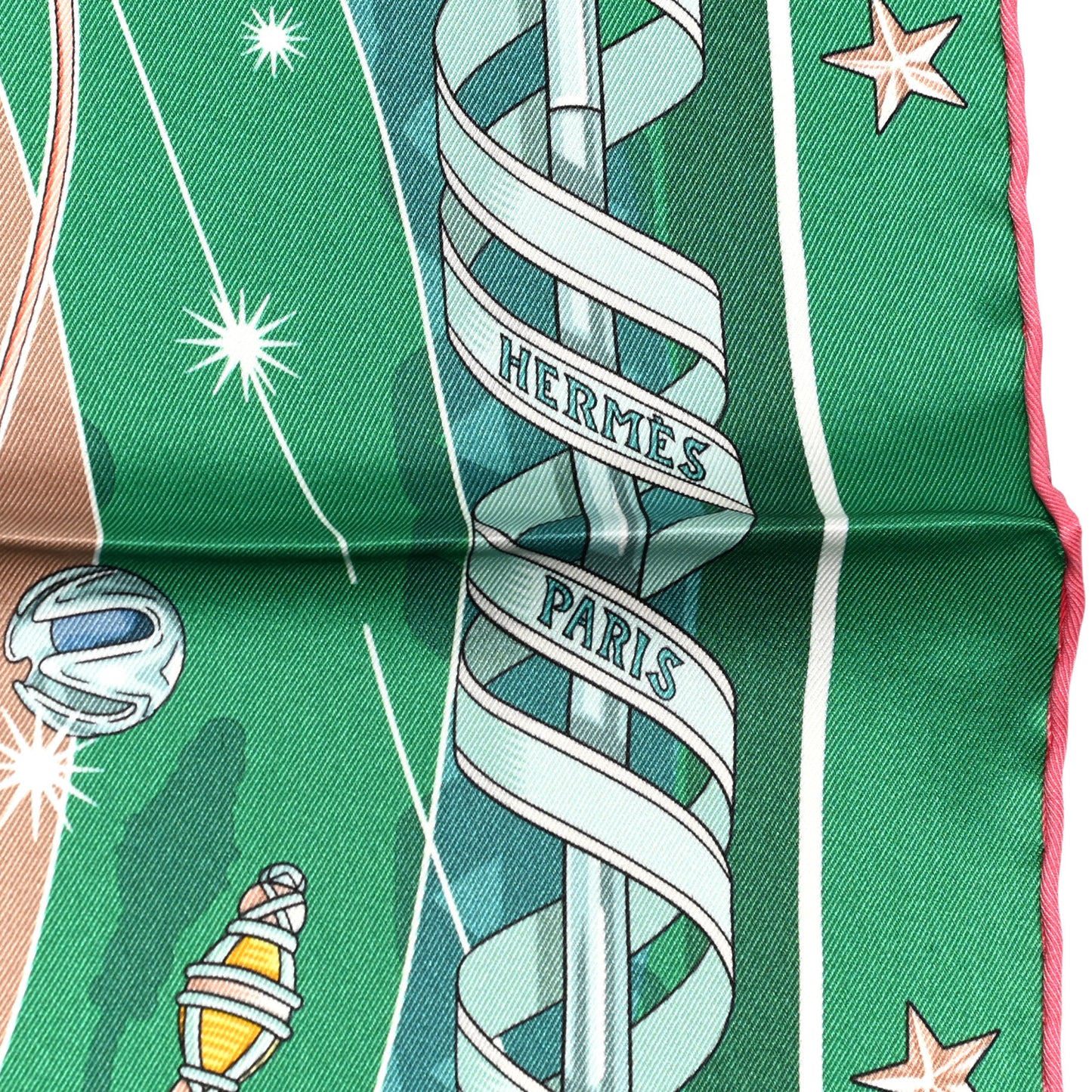 Silk Chorus Stellarum Scarf 70 Vert Vif Rose Multicolor