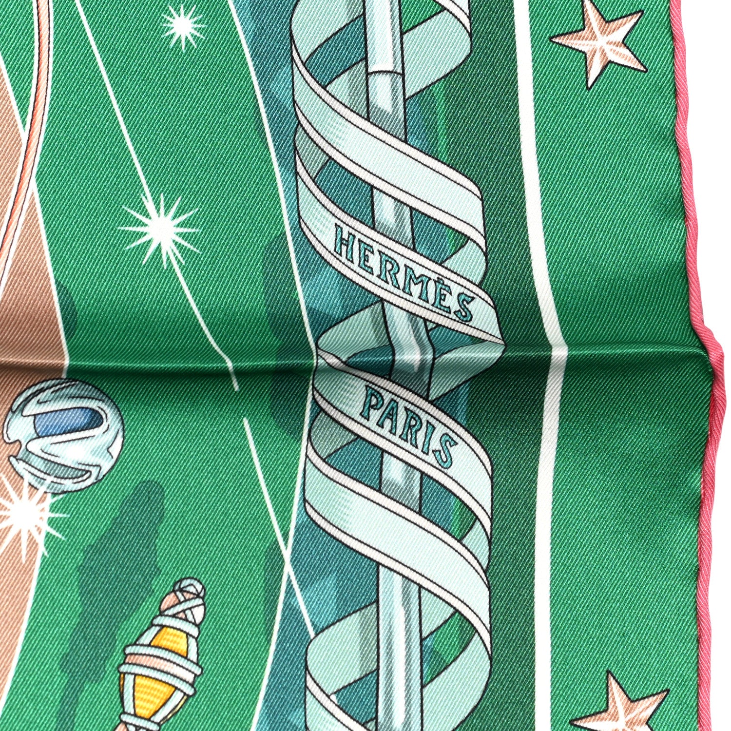 Hermes Silk Chorus Stellarum Scarf 70 Vert Vif Rose Multicolor 3 of 5
