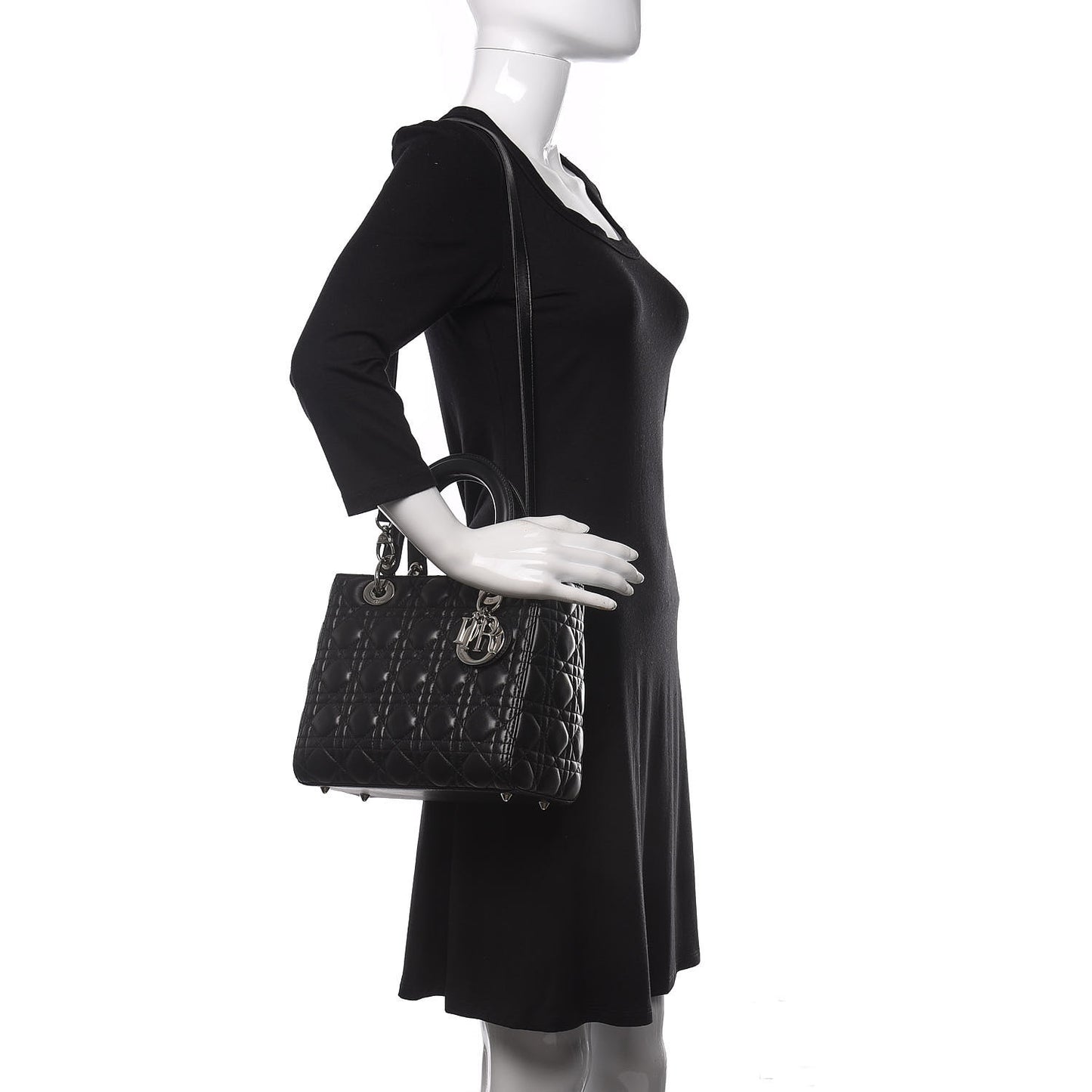 Lambskin Cannage Medium Lady Dior Black