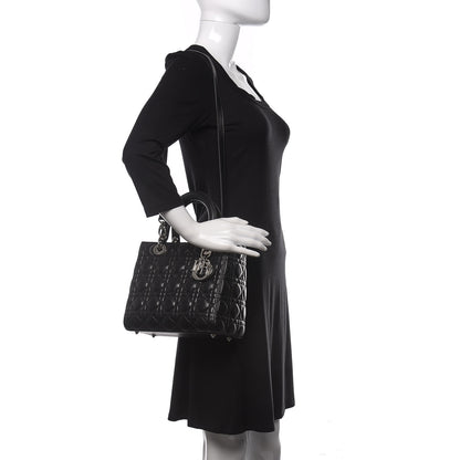 Christian Dior Lambskin Cannage Medium Lady Dior Black 2 of 10