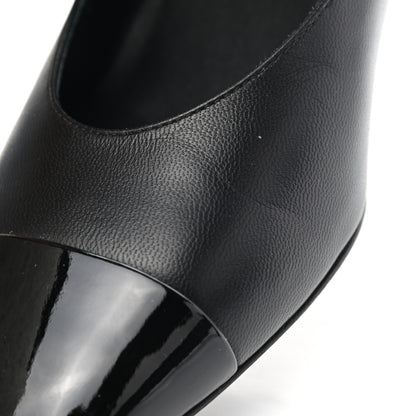 Chanel Patent Lambskin Cap Toe Mary Jane Mid Heel Strap Pumps 36 Black 17 of 20