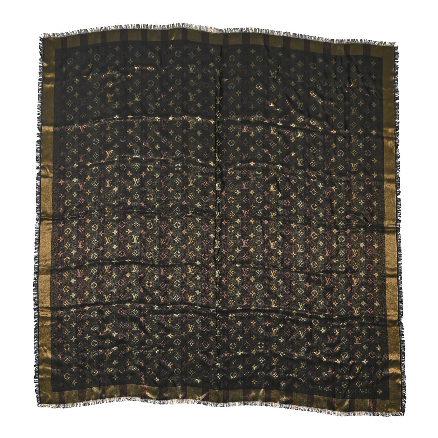 Louis Vuitton Silk Lurex Wool So Shine Monogram Shawl Black 1 of 4