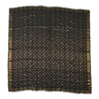 Louis Vuitton Silk Lurex Wool So Shine Monogram Shawl Black 1 of 4
