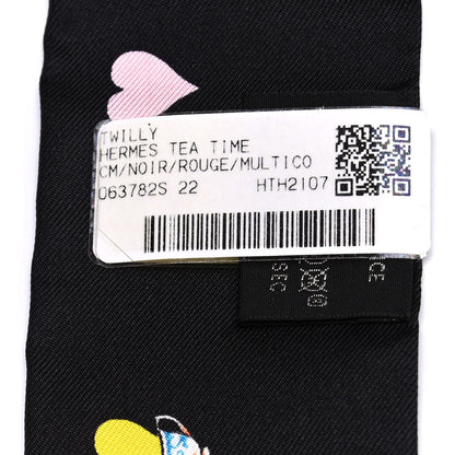 Hermes Silk Tea Time Twilly Black Rouge Multicolor 4 of 4