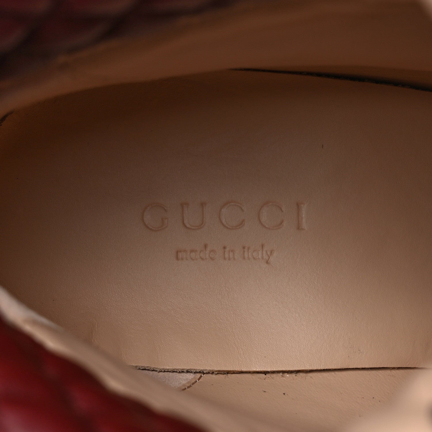 Gucci Magnum Calfskin Nappa Quilted Lace Up Ankle Boots 38.5 Garnet Red 7 of 9
