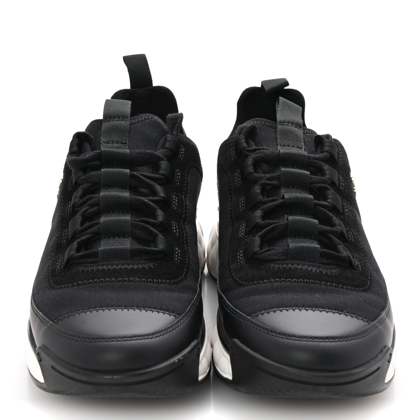 Velvet Calfskin Mixed Fibers CC Sneakers 38.5 Black