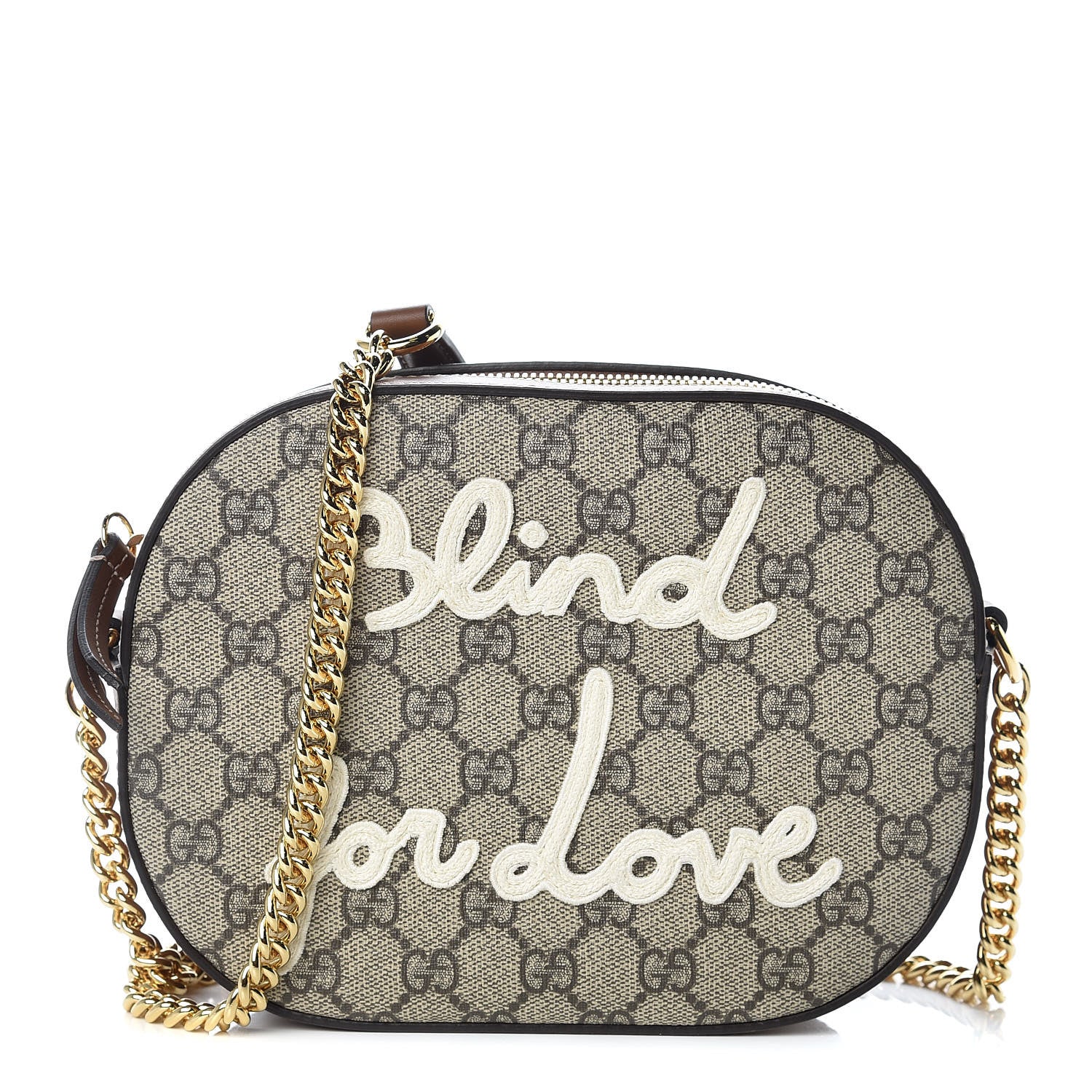Gucci GG Supreme Monogram Blind For Love Embroidered Mini Chain Shoulder Bag Beige Tuscany 1 of 12
