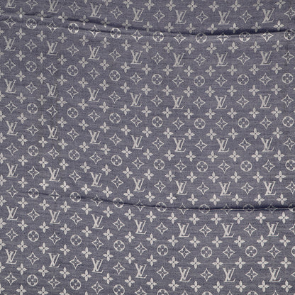 Louis Vuitton Wool Silk Monogram Denim Shawl Blue 4 of 5