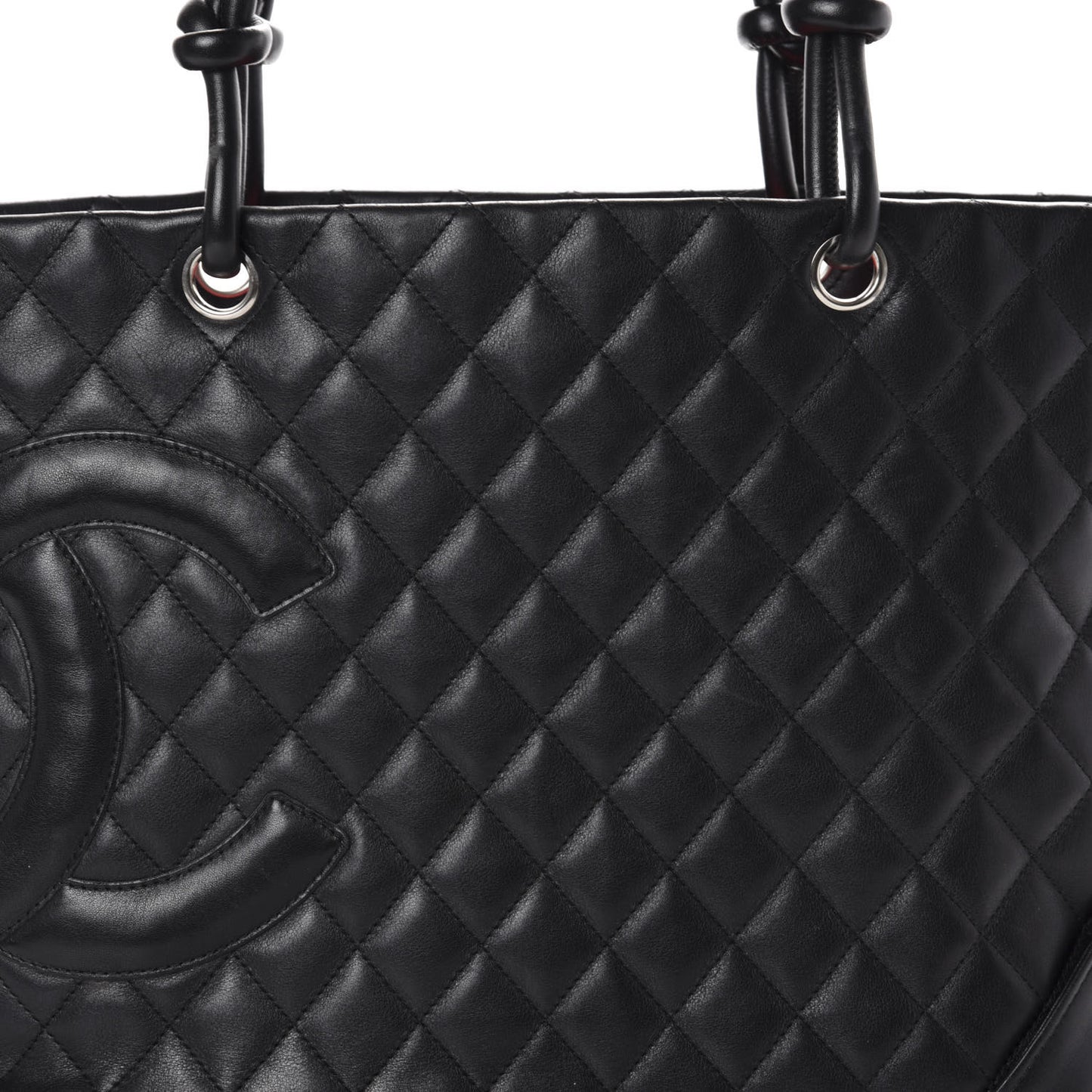 Calfskin Quilted Large Cambon Tote Black