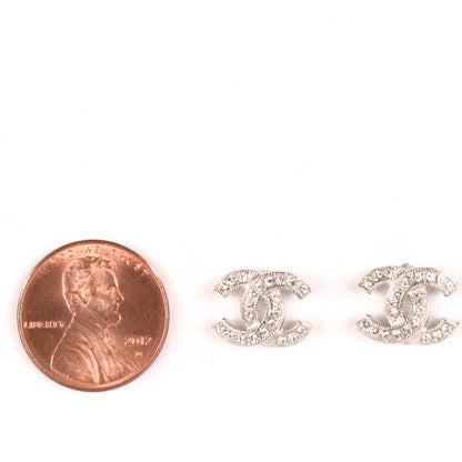 Chanel Crystal CC Earrings Silver 2 of 6