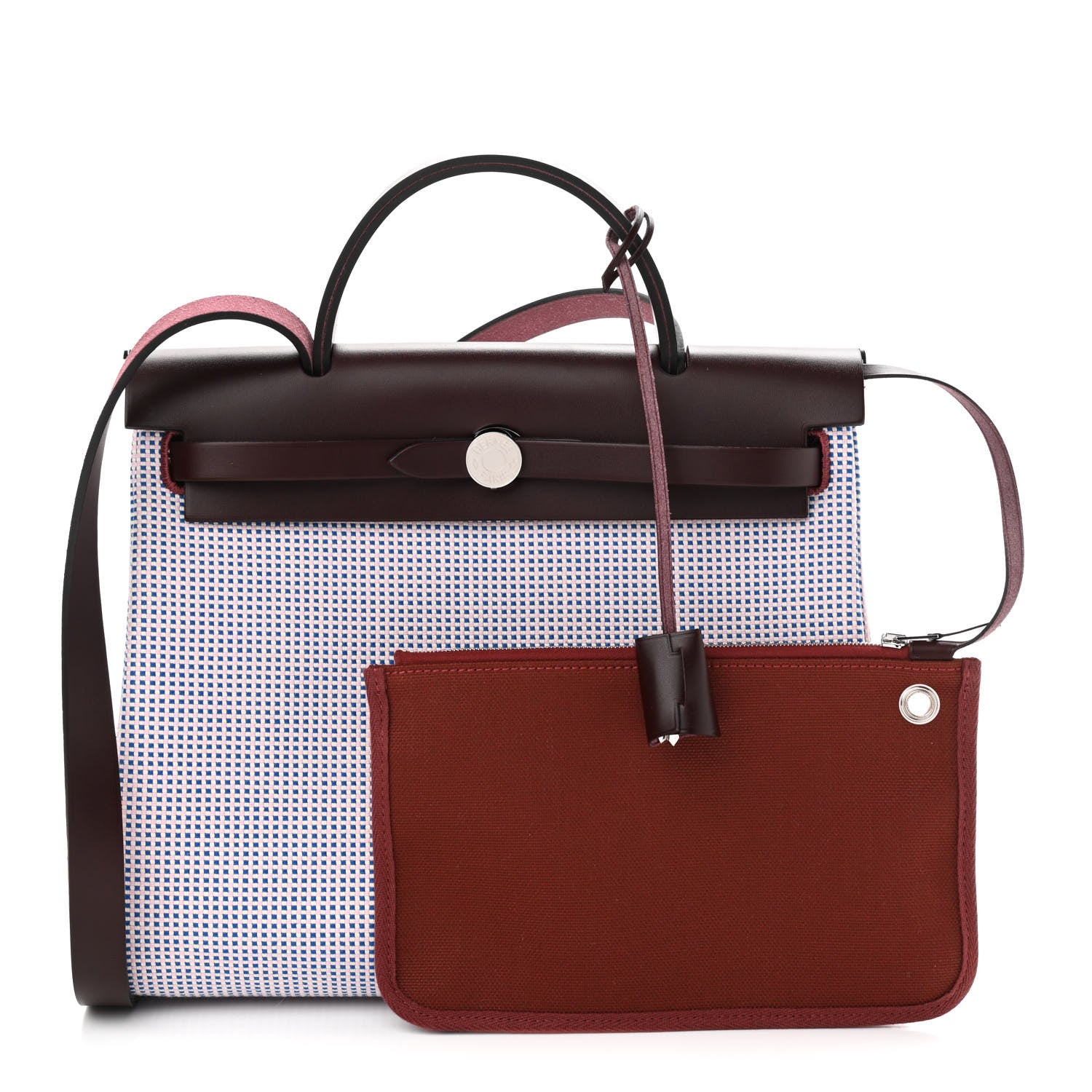Hermes Criss Viking Vache Hunter Herbag Zip Retourne 31 PM Ecru Mauve Bleu Billard Rouge Sellier 1 of 11