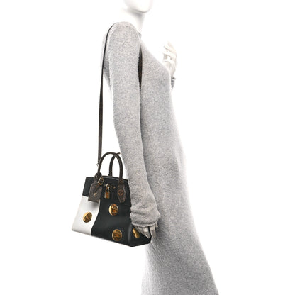 Louis Vuitton Calfskin Monogram Studded City Steamer PM Black White 2 of 9