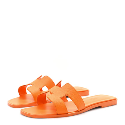 Hermes Epsom Oran Sandals 38.5 Orange Sunset 3 of 9