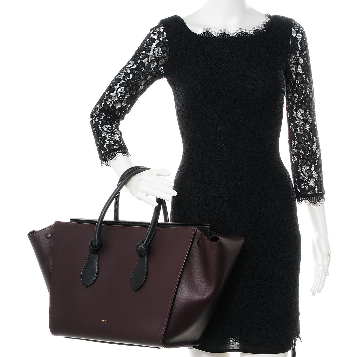 Smooth Calfskin Large Tie Knot Tote Burgundy