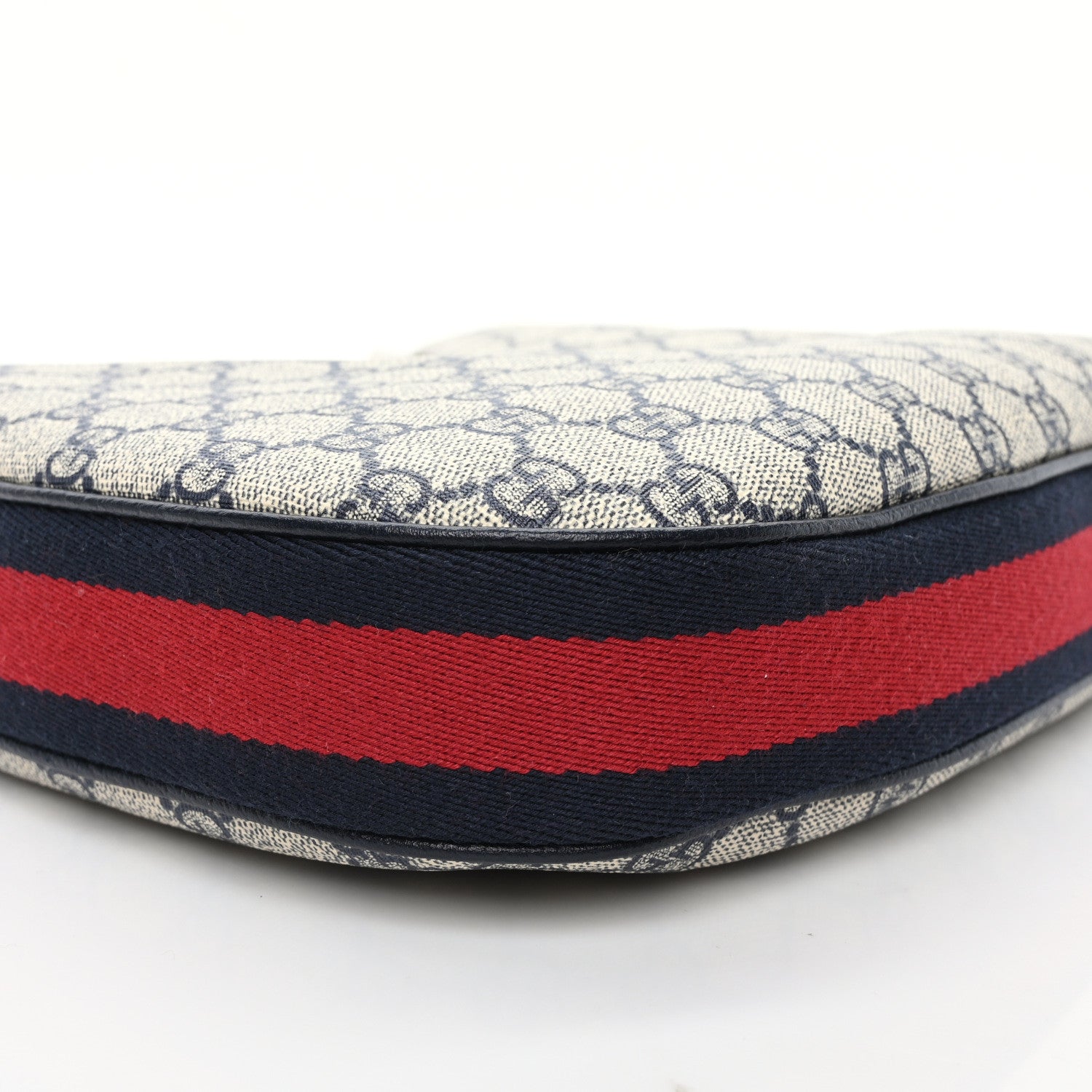Gucci GG Supreme Monogram Textured Calfskin Web Large Attache Shoulder Bag Beige Blue 10 of 11