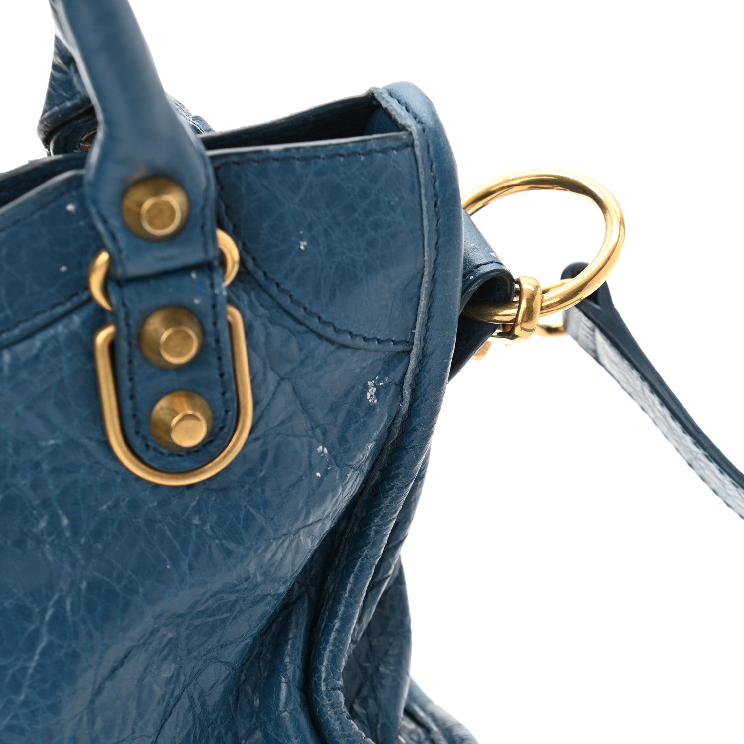 Balenciaga Chevre Gold Metallic Edge Hardware Mini City Blue Profond 11 of 12