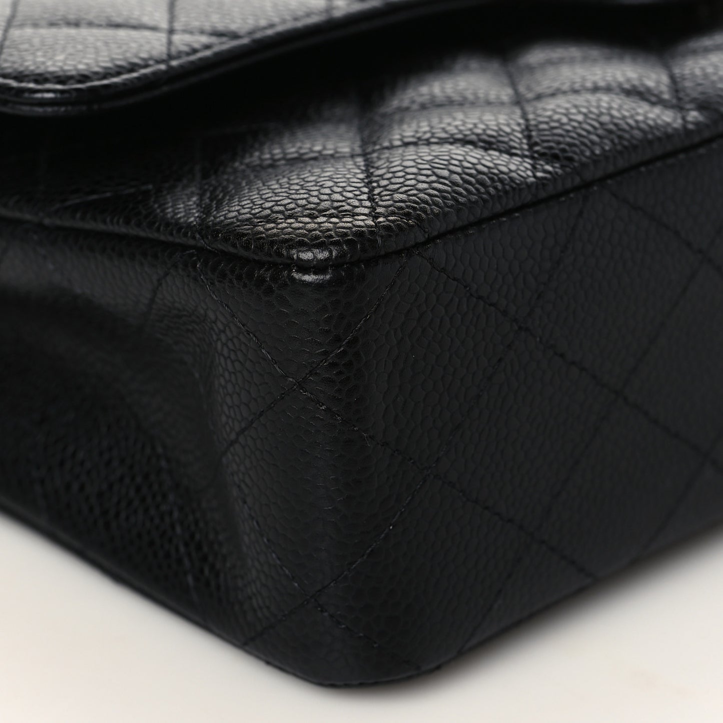 Caviar Quilted Medium Double Flap Black