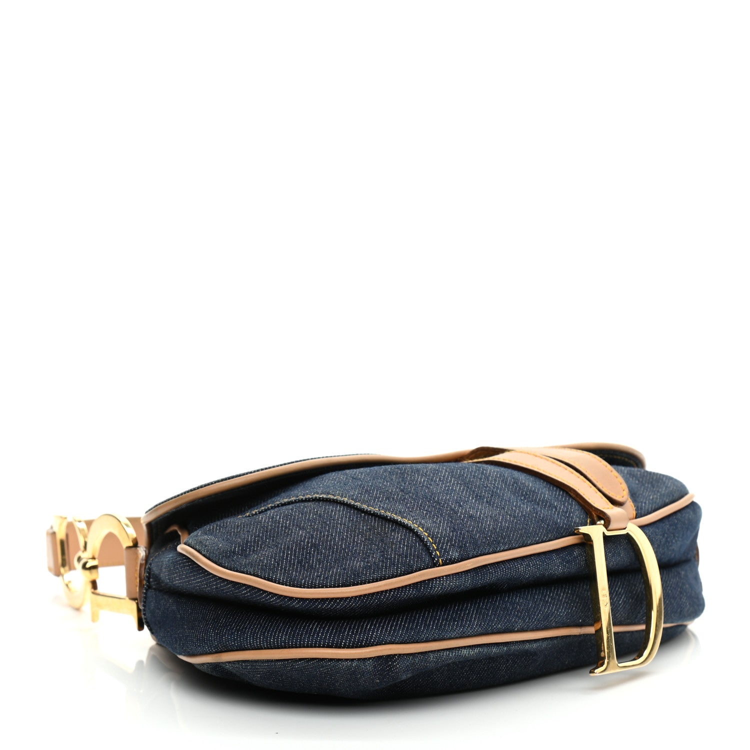 Christian Dior Denim Calfskin Saddle Bag Blue 4 of 14