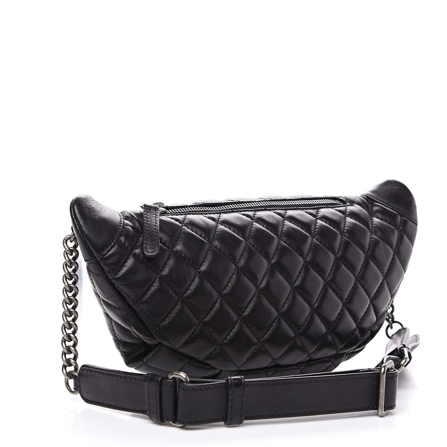 Chanel Lambskin Quilted Banane Waist Bag Fanny Pack Black 2 of 8