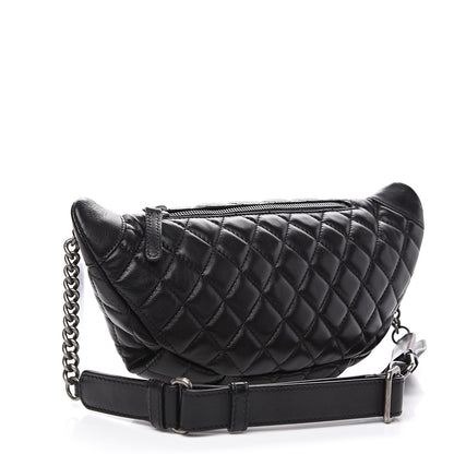 Chanel Lambskin Quilted Banane Waist Bag Fanny Pack Black 2 of 8
