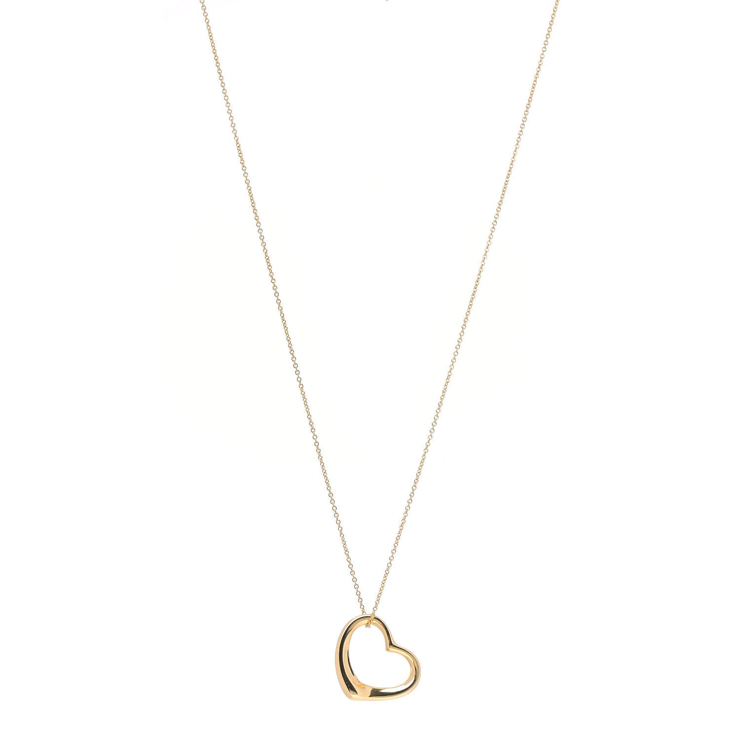 18K Yellow Gold 22mm Elsa Peretti Open Heart Pendant Necklace