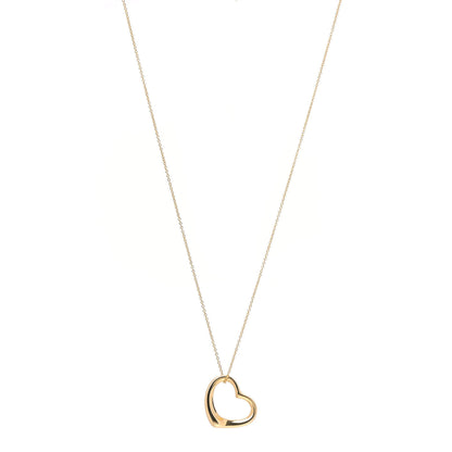 Tiffany 18K Yellow Gold 22mm Elsa Peretti Open Heart Pendant Necklace 1 of 7