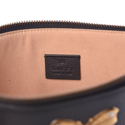 Gucci Pebbled Calfskin Butterfly Zip Pouch Black 6 of 7