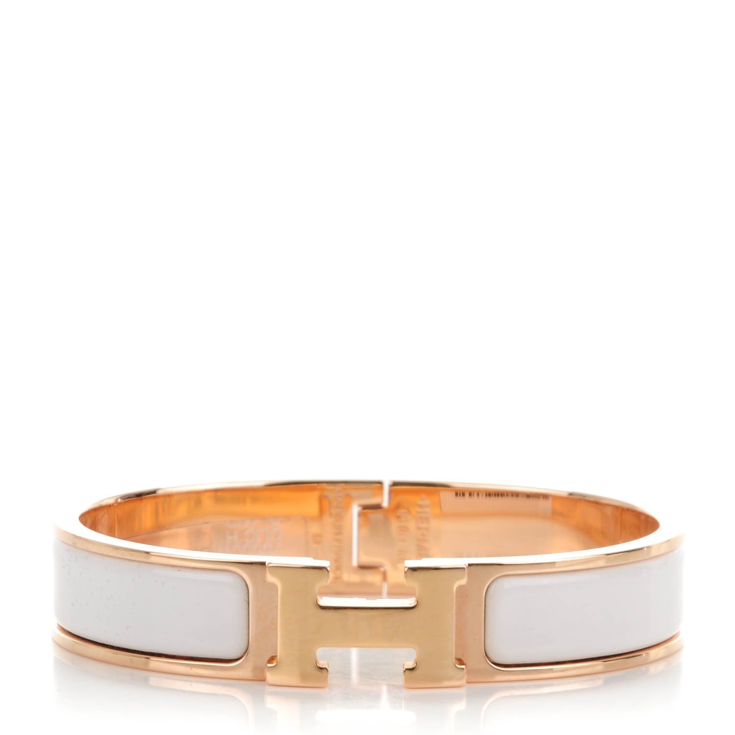 Hermes Enamel Narrow Clic Clac H Bracelet PM White 1 of 5