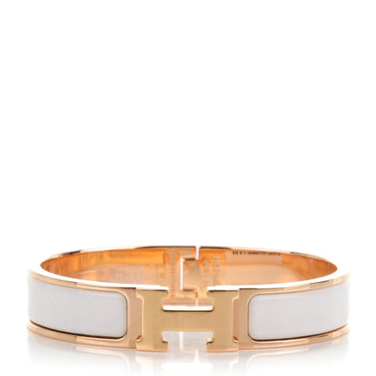 Hermes Enamel Narrow Clic Clac H Bracelet PM White 1 of 5