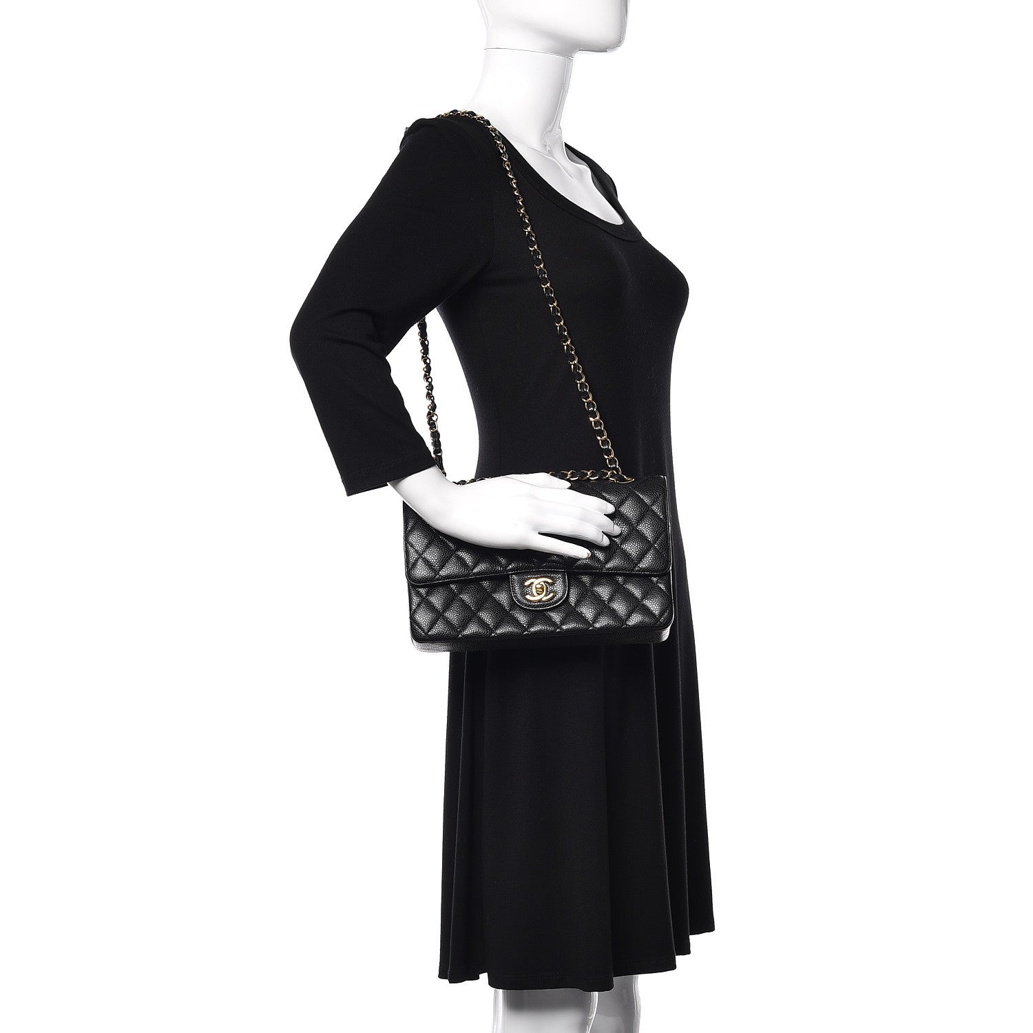 Chanel Caviar Quilted Medium Double Flap Black 2 of 10