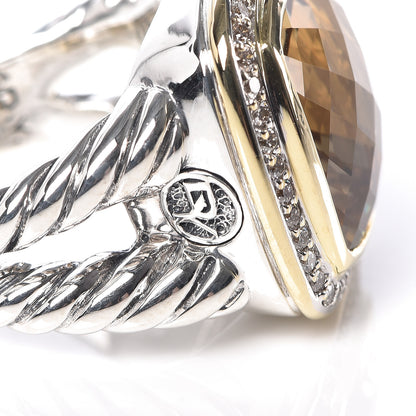 David Yurman Sterling Silver 18K Yellow Gold Diamond Champagne Citrine 14mm Albion Ring 54 7 6 of 6