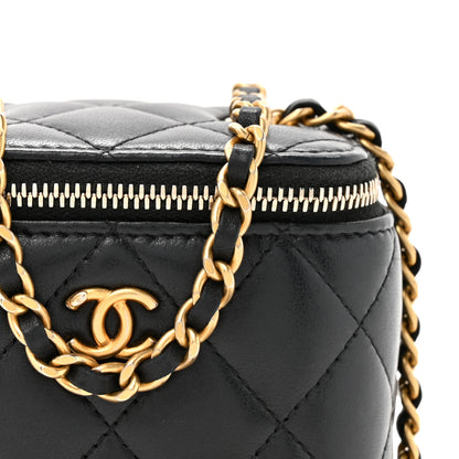 Chanel Lambskin Quilted Mini Pearl Crush Vanity Case With Chain Black 8 of 10