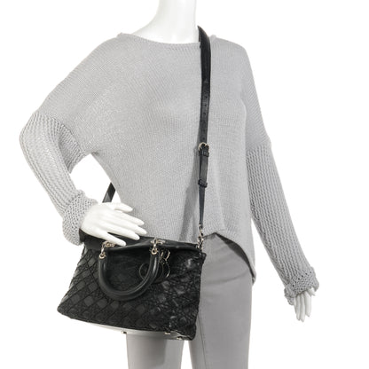 Christian Dior Lambskin Cannage Medium Granville Tote Black 2 of 8