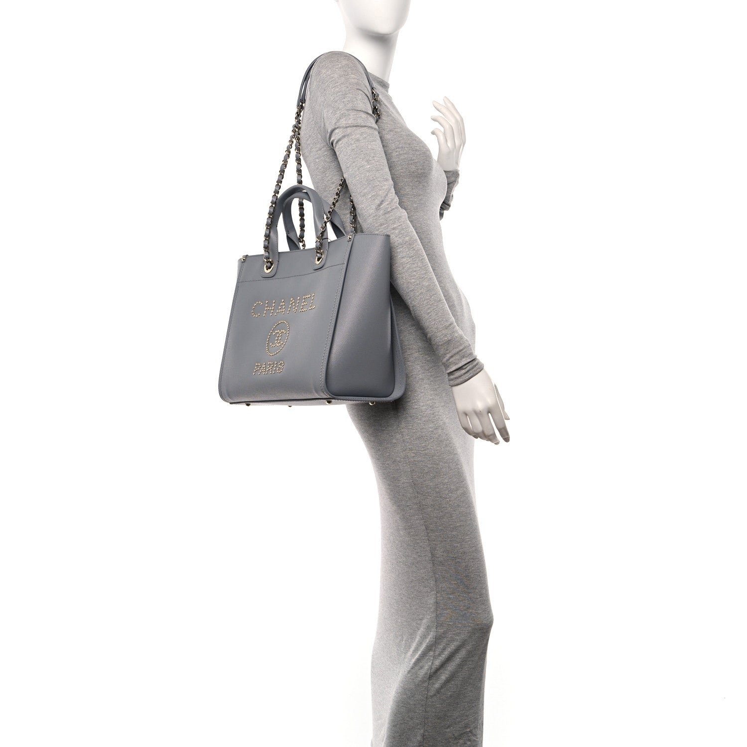 Chanel Caviar Studded Small Deauville Tote Grey 2 of 10