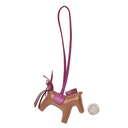 Hermes Milo Lambskin Grigri Rodeo Horse Bag Charm PM Sesame Grenat Rose Poupre 2 of 3