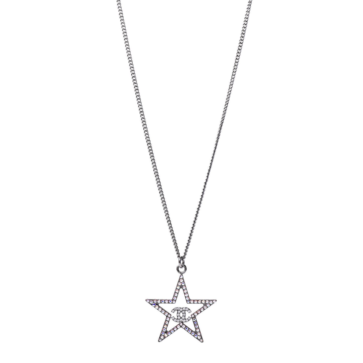Ruthenium Crystal Star CC Necklace Iridescent Pink