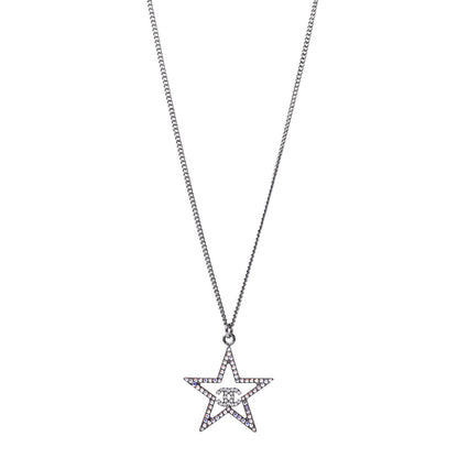 Chanel Ruthenium Crystal Star CC Necklace Iridescent Pink 1 of 6
