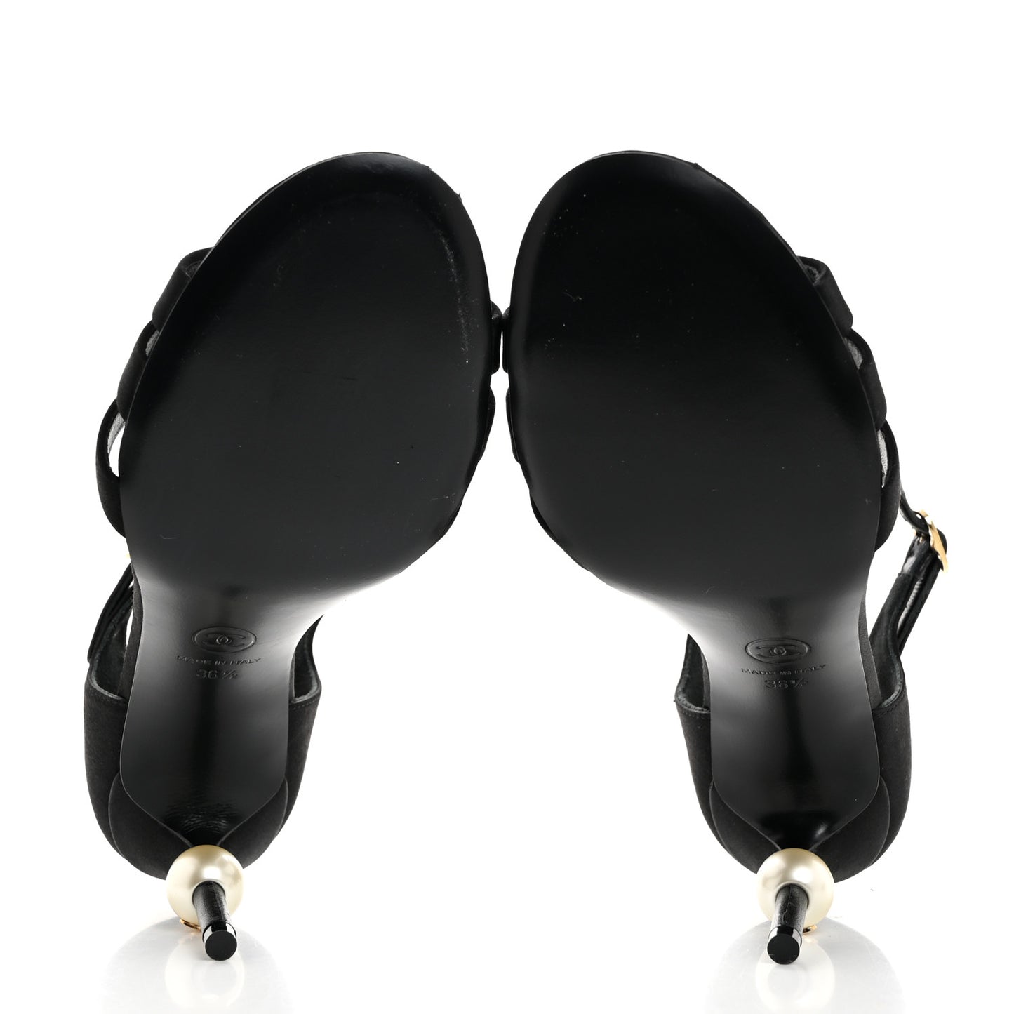 Satin Pearl Sandals 36.5 Black