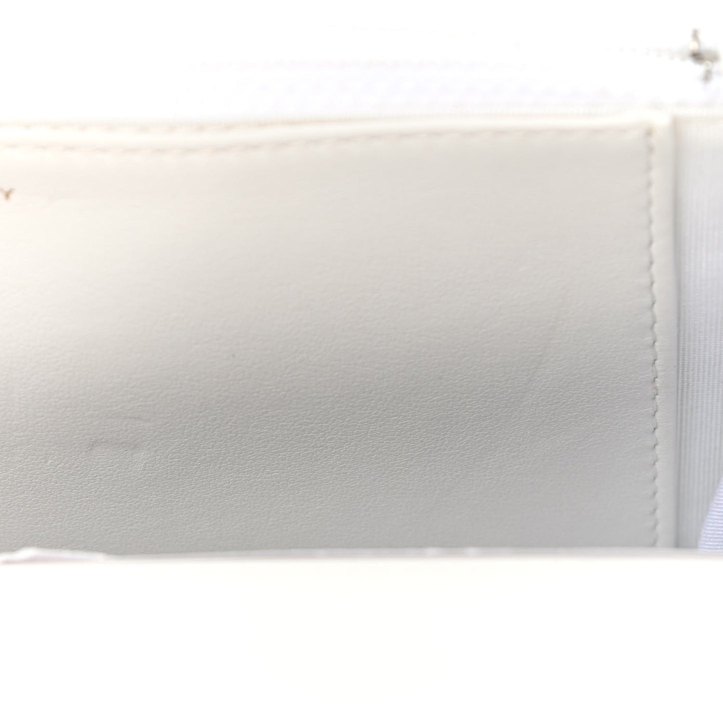 Shiny Crumpled Calfskin Quilted Chanel 19 Wallet On Chain WOC White