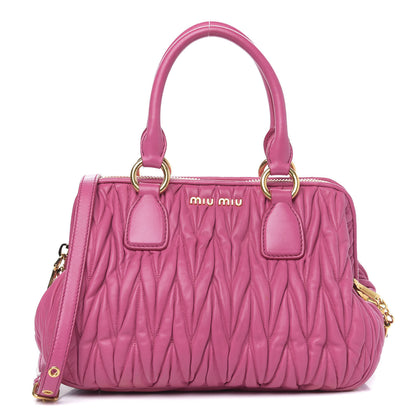 Miu Miu Nappa Matelasse Bauletto Top Handle Bowler Loto 1 of 16