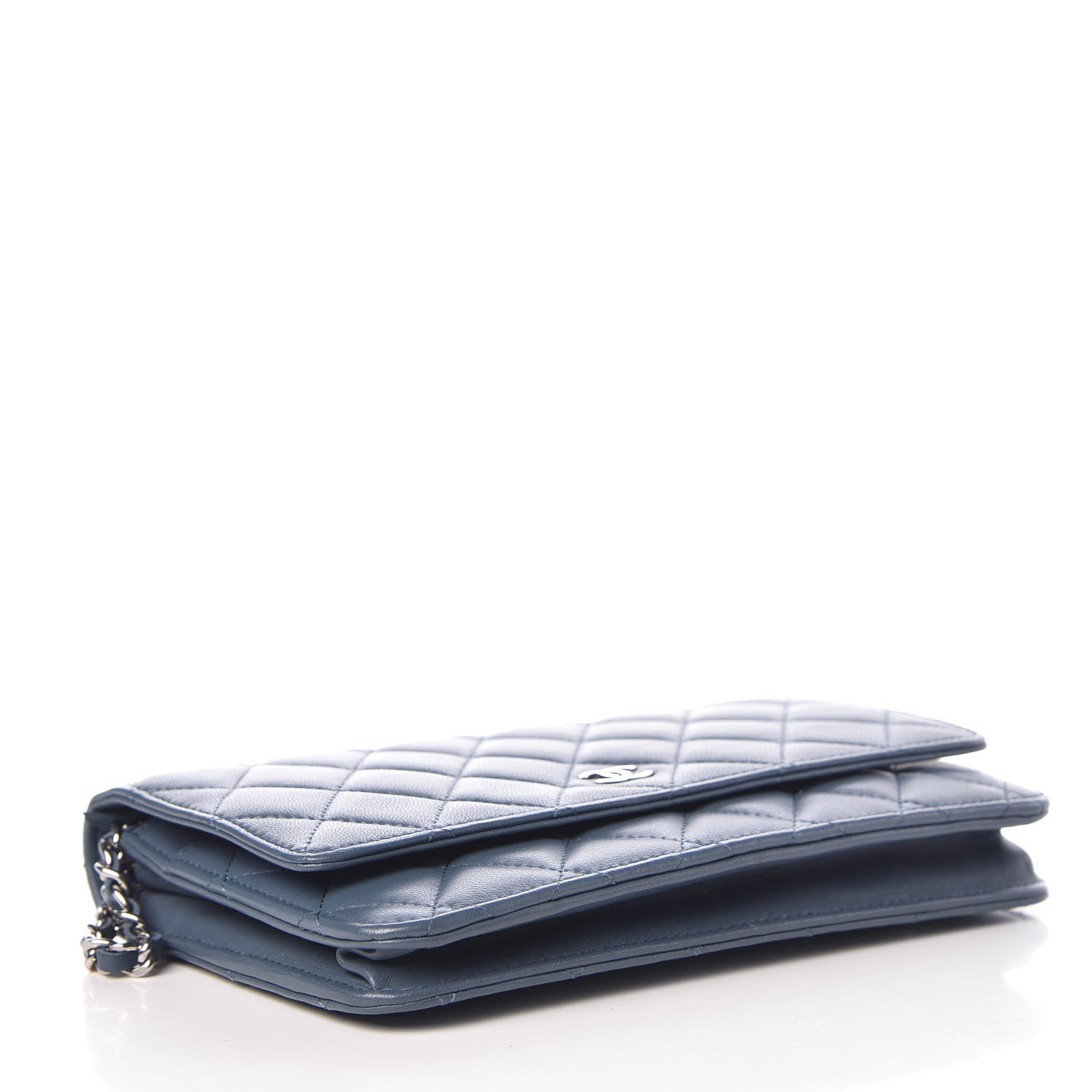 Chanel Lambskin Quilted Wallet On Chain WOC Blue 4 of 11