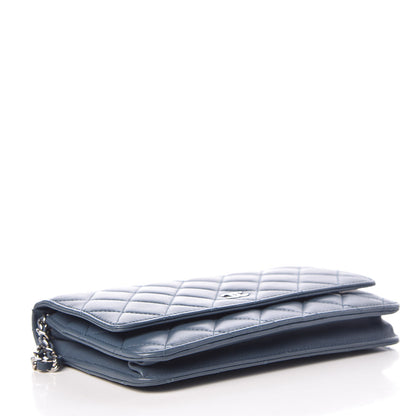 Chanel Lambskin Quilted Wallet On Chain WOC Blue 4 of 11