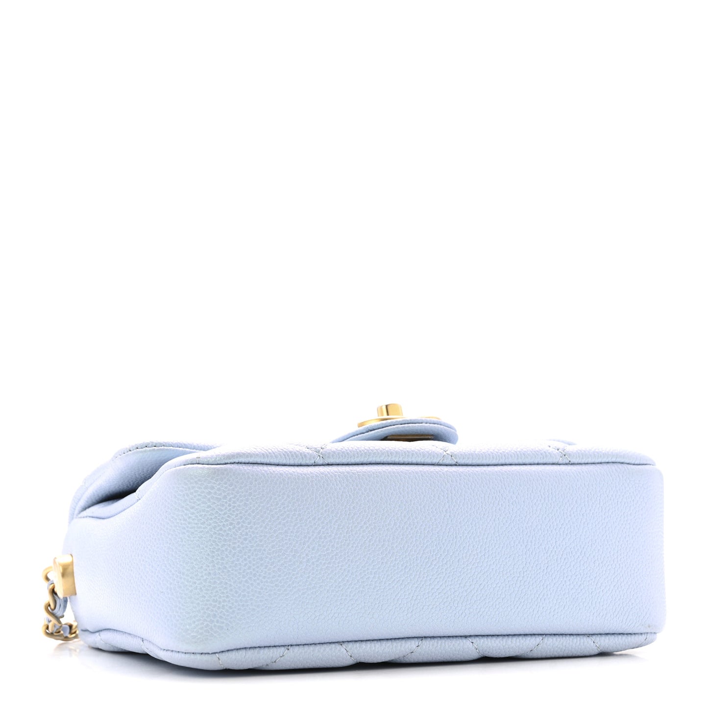 Iridescent Caviar Quilted Mini My Perfect Flap Light Blue